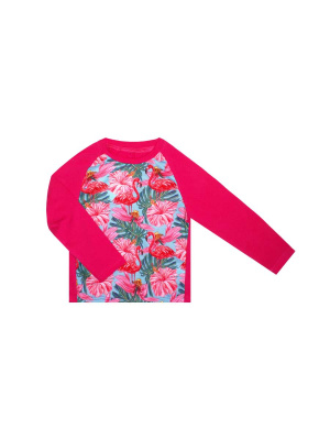 Джемпер с фламинго в тропиках - Размер 104  - Цвет розовый - Картинка #3
