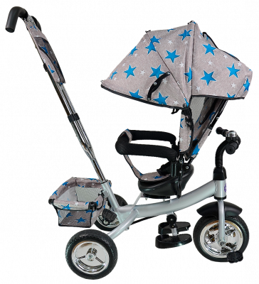 Велосипед детский трехколёсный  TSTX6588 
 - Цвет серый с синими звездами - Картинка #5